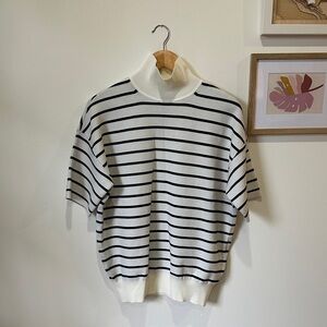 Babaton Black and White Striped Turtleneck Sweater